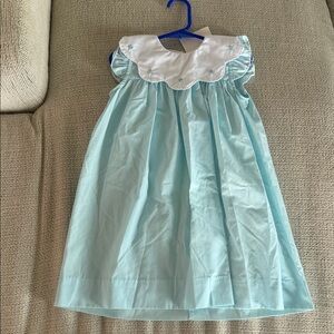Light Blue Girls' Smocked Dress with White Peter Pan Collar